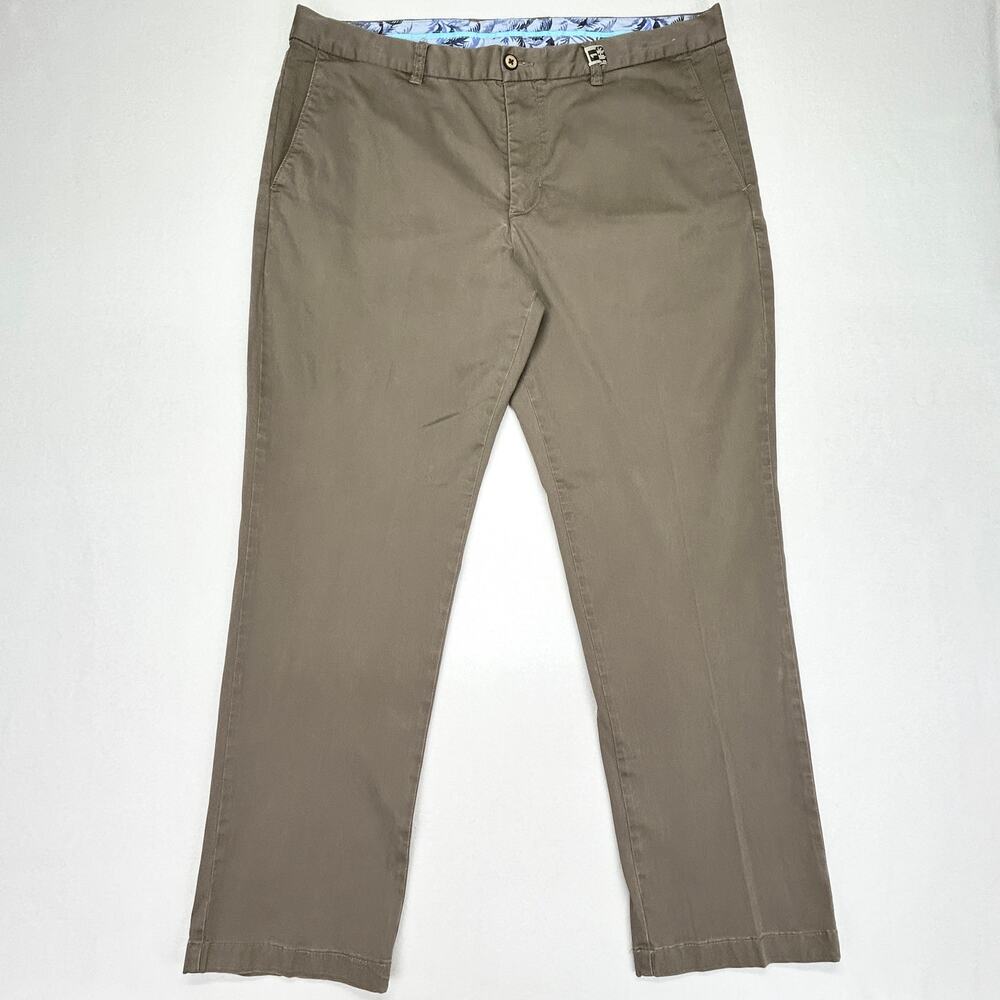 Tommy Bahama Borocay Pants Mens 38 (40x30) Brown Flat Front Straight Leg Stretc